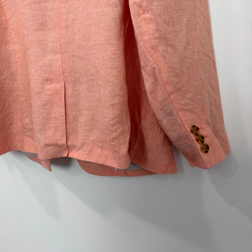 Talbots Linen Blazer Women’s 20W Petite Peach Coral Lightweight Jacket Classic - Picture 4 of 7